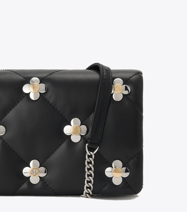 キラ ダイヤモンドキルト マルチクローバー チェーンウォレット