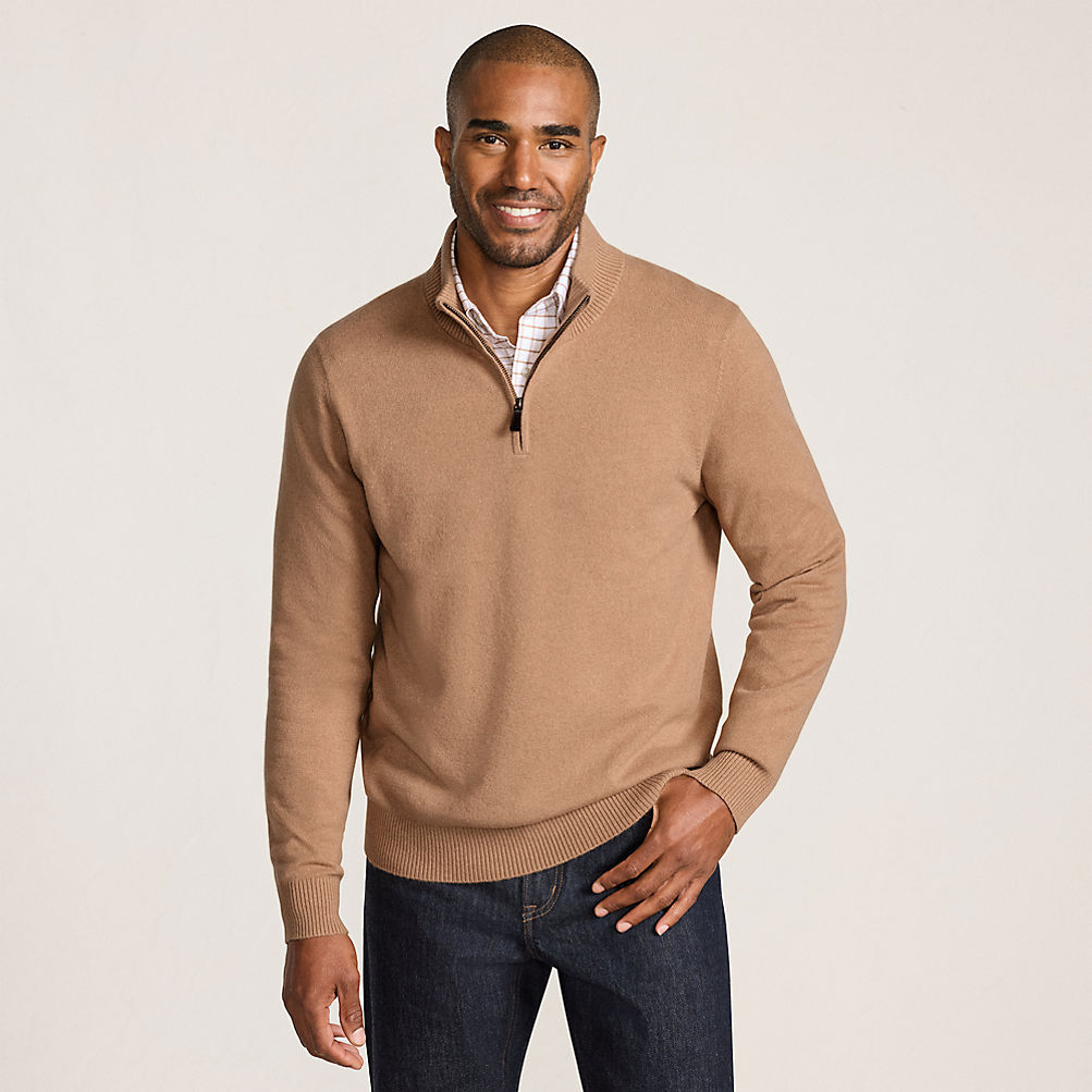 Men's Fine Gauge Cashmere Quarter Zip | Lands' End