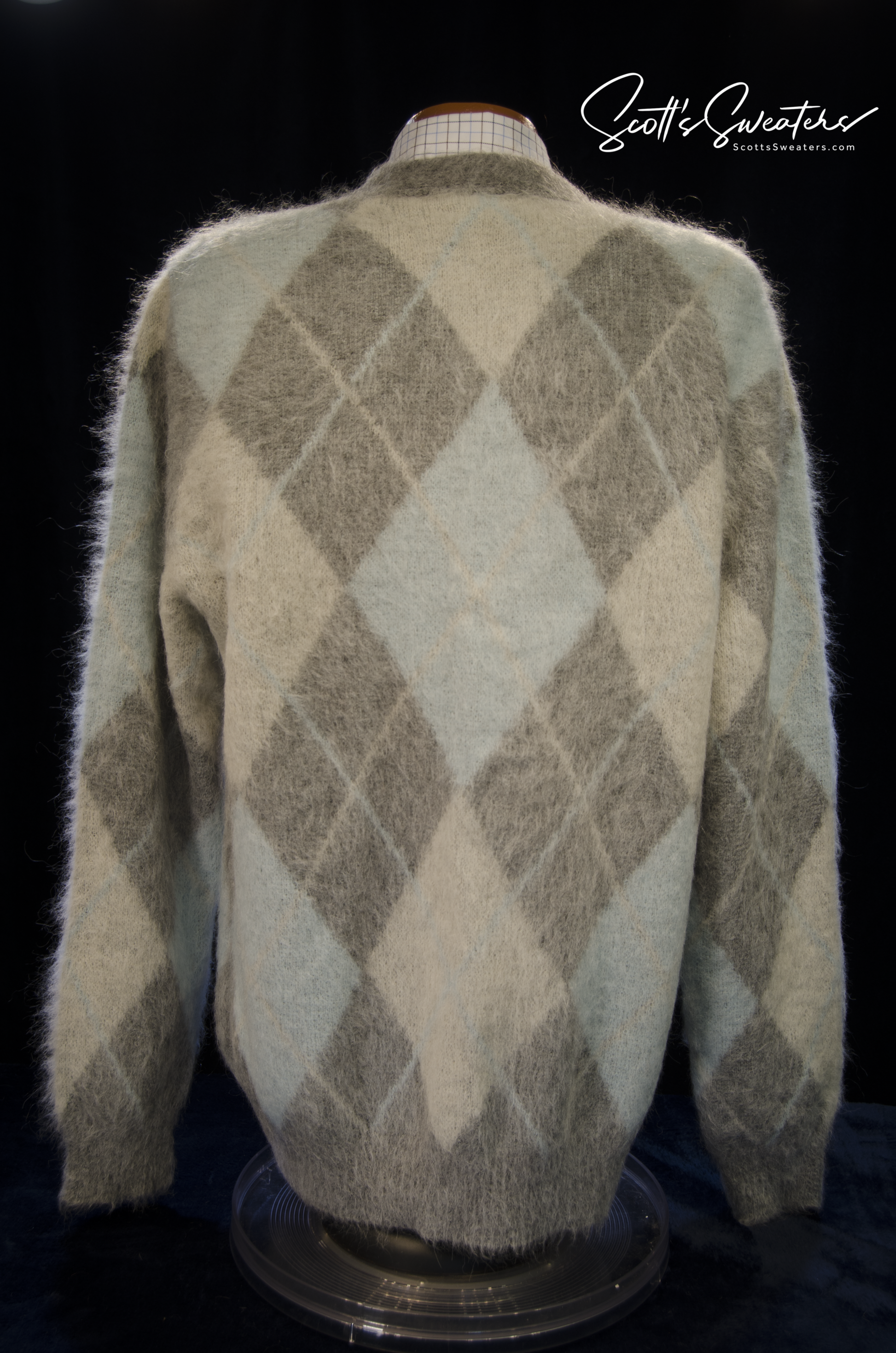 Men's Alpaca/Mohair Grey Argyle Cardigan Sweater by AMI