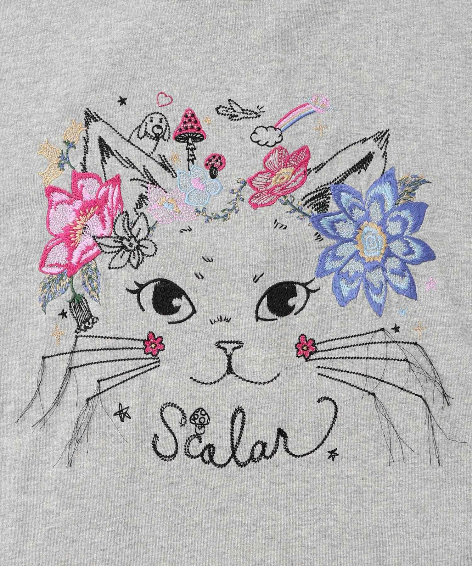 153699：花猫刺繍のミニ裏毛プルオーバーの通販-ScoLar