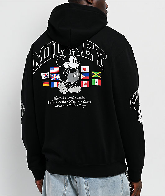 Disney x HUF Mickey Mouse Worldwide Tour Black Zip Hoodie | Zumiez