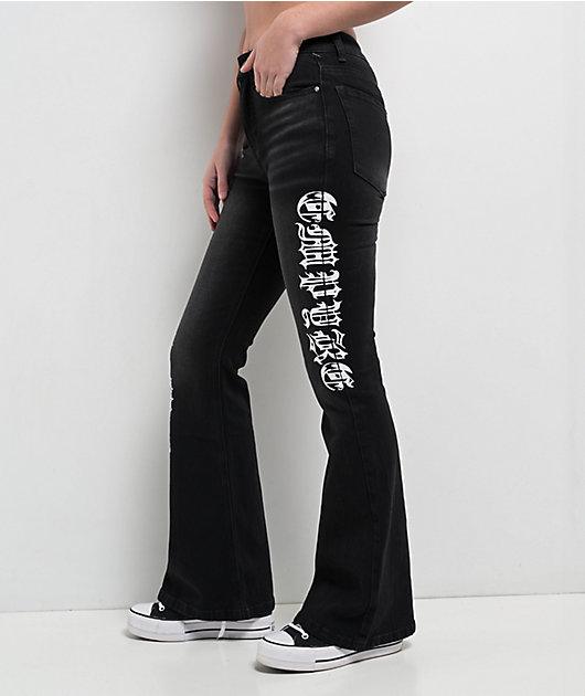 Empyre Glimmer Ozzy Black Wash Mid Rise Flare Jeans | Zumiez