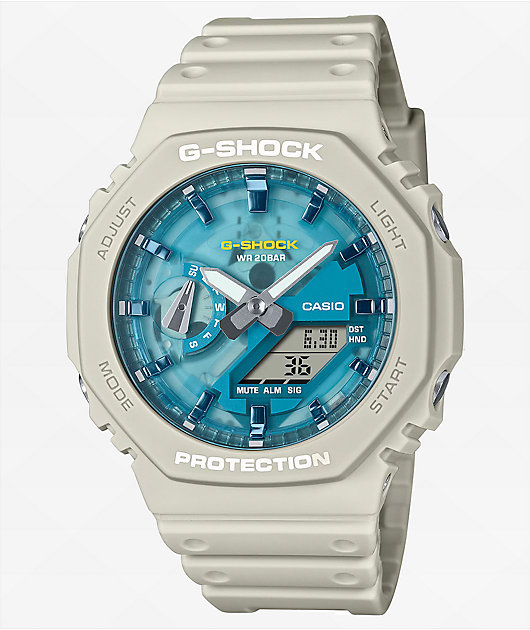 G-Shock GA2100AS-5A Tan & Blue Analog & Digital Watch | Zumiez