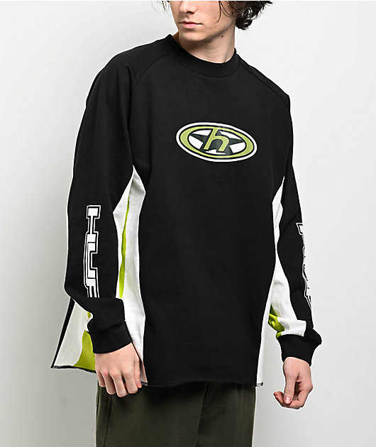 HUF Holeshot Moto Black & Green Long Sleeve T-Shirt | Zumiez