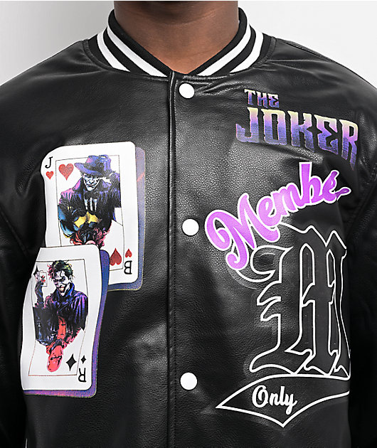 Members Only x Batman Joker Vegan Leather Varsity Jacket | Zumiez