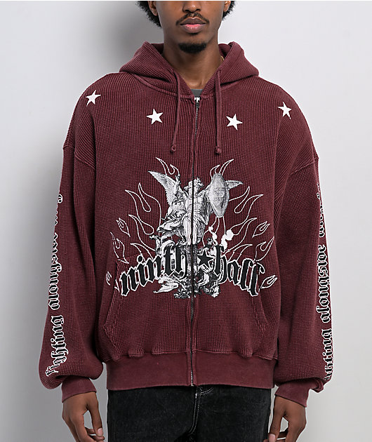 Ninth Hall Pillars Red Thermal Zip Hoodie | Zumiez