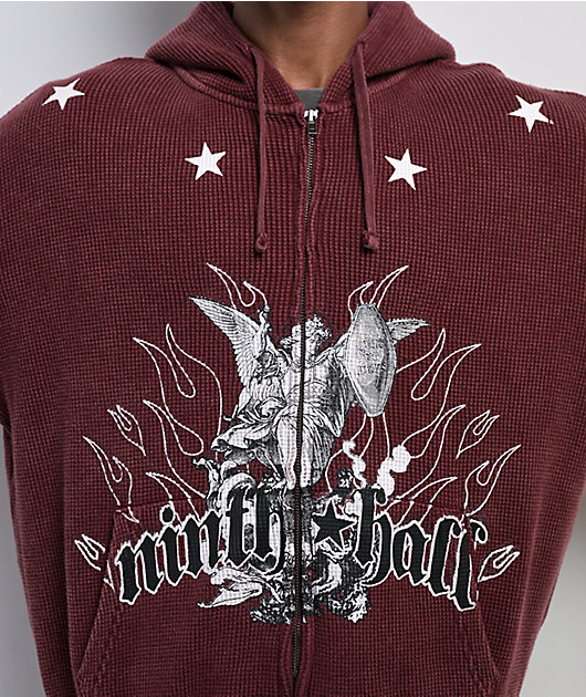 Ninth Hall Pillars Red Thermal Zip Hoodie | Zumiez