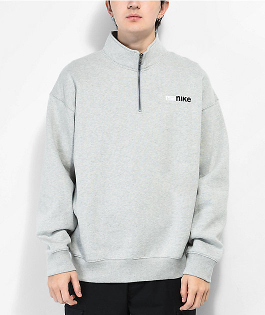 Nike SB Y2K Logo Grey Half Zip Sweater | Zumiez