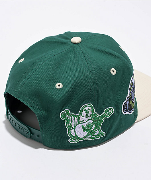 True Religion Embroidered Multi Logo Dark Jade Green Snapback Hat