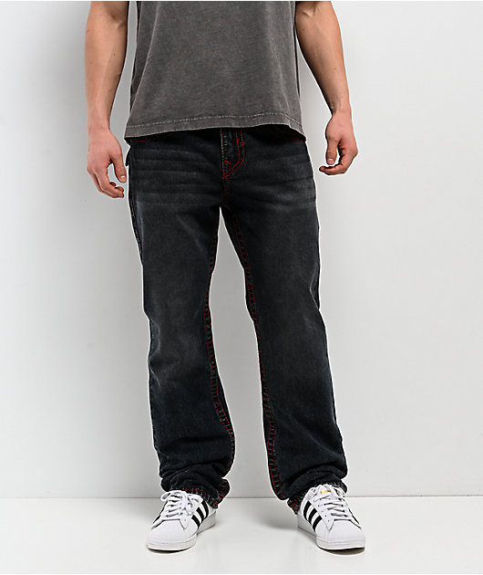 True Religion Ricky Big T Flap Blublack Wash Straight Leg Jeans