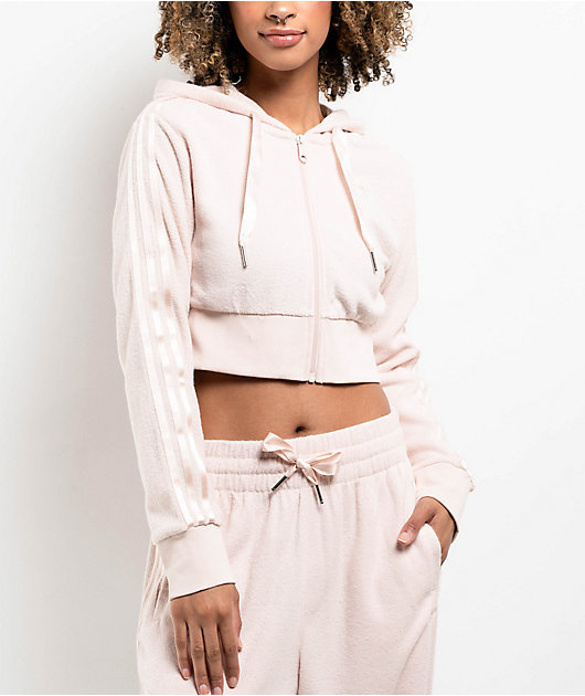 adidas Originals Plush Wonder Quartz Crop Zip Hoodie | Zumiez