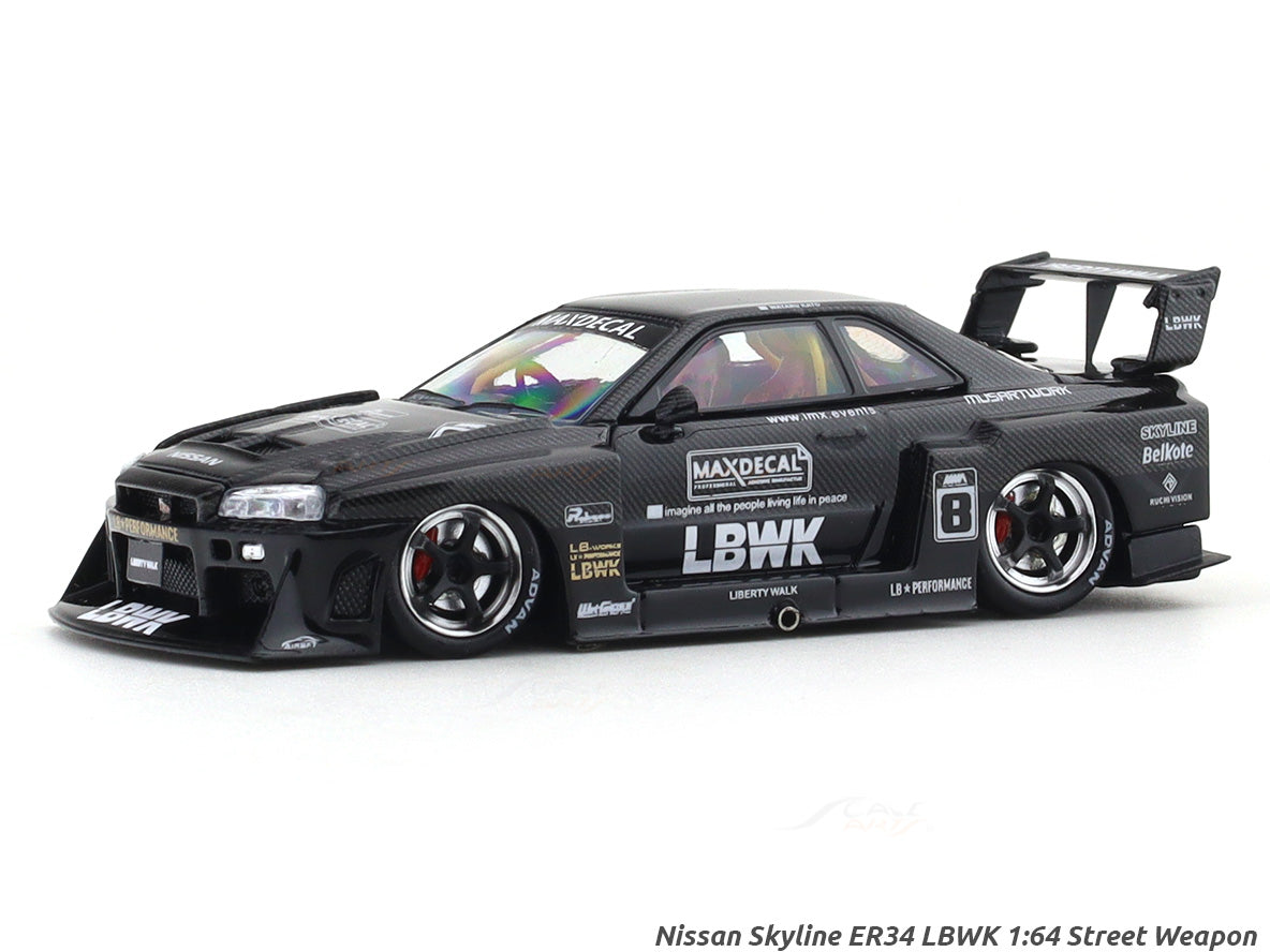 Nissan Skyline ER34 LBWK Black 1:64 Street Weapon diecast scale