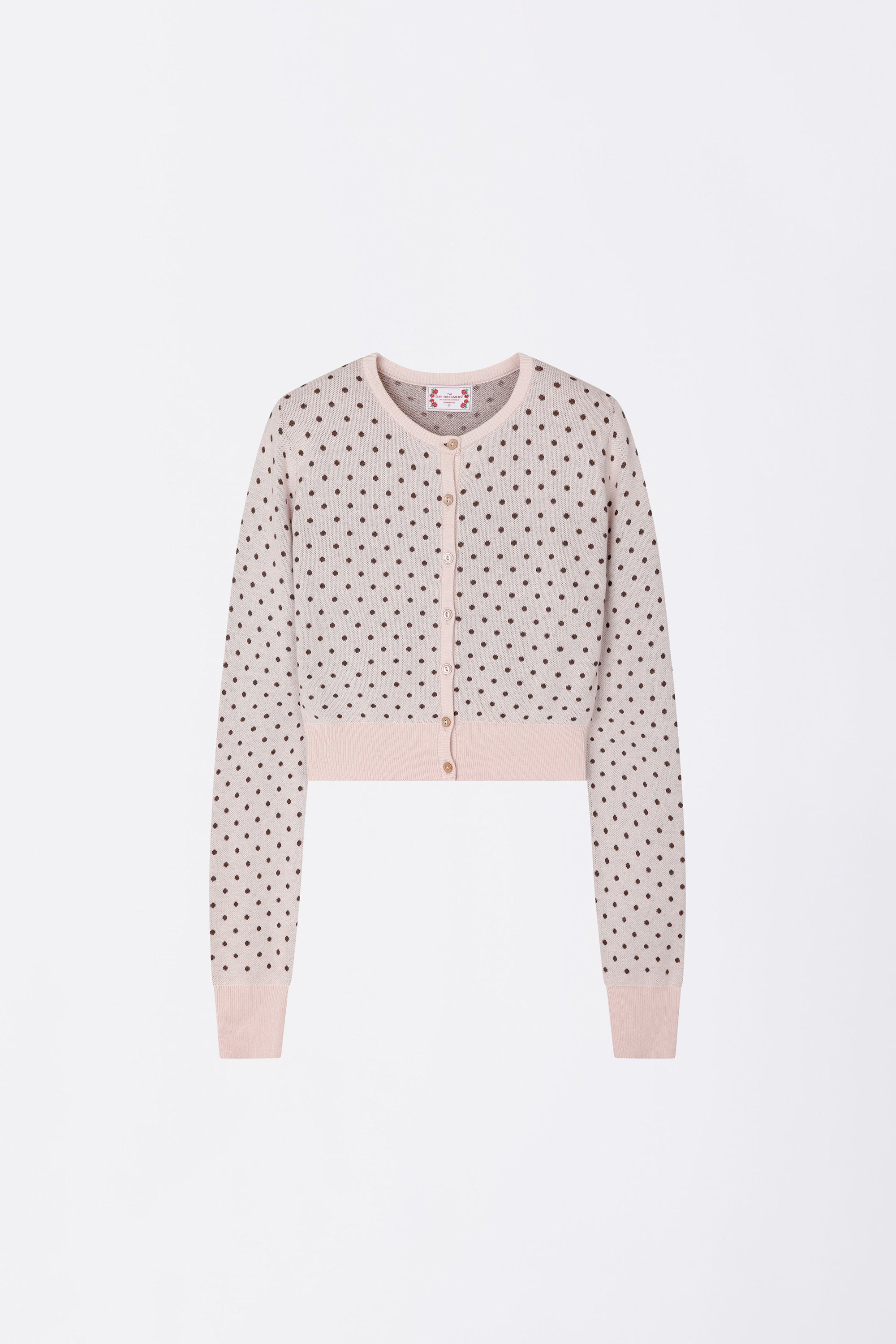 Polka Dot Cardigan Baby Pink/Brown – Sculptor