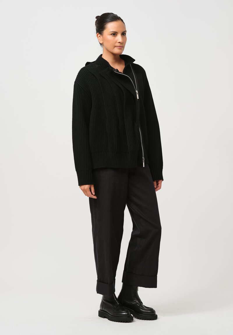 Sacai Wool Knit Blouson Jacket in Black | Santa Fe Dry Goods
