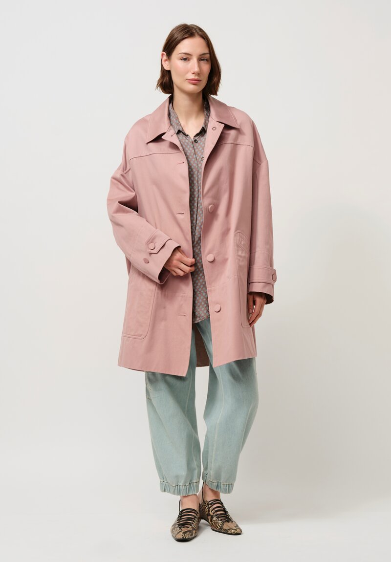 Dries Van Noten Clavel Tris Shirt in Mauve Brown & Blue Spots