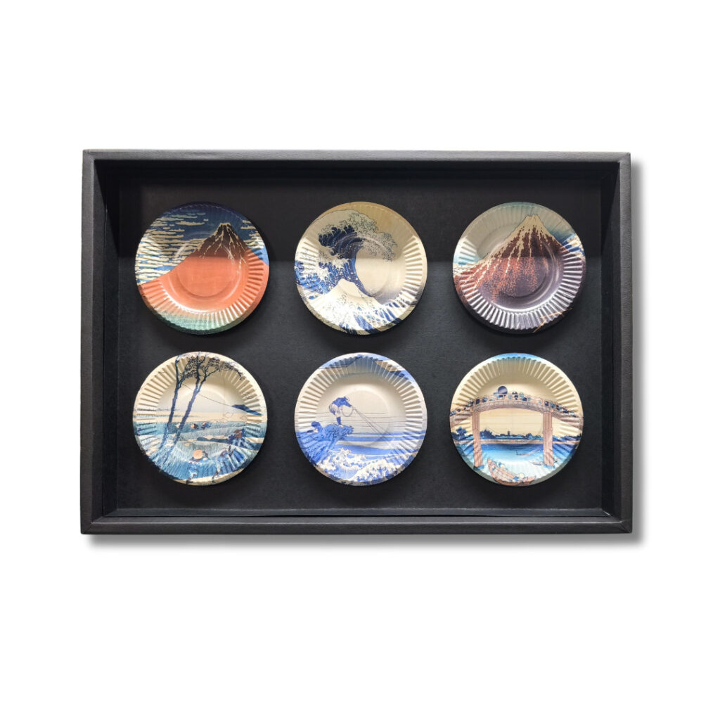 ラ734 皿 『信焼』『高橋斎造』『メダカ絵』『団扇皿』 共箱 菓子器