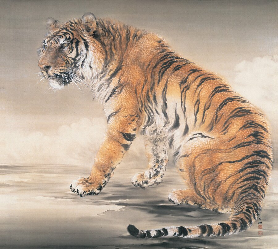 な*な様 虎 トラ 猫 残響 ムラサキ 原画 1点物 (2024年11月) な*な様