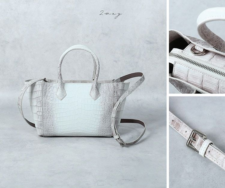 ヒマラヤ クロコダイル ハンドバッグ 2way ショルダーバッグ センター