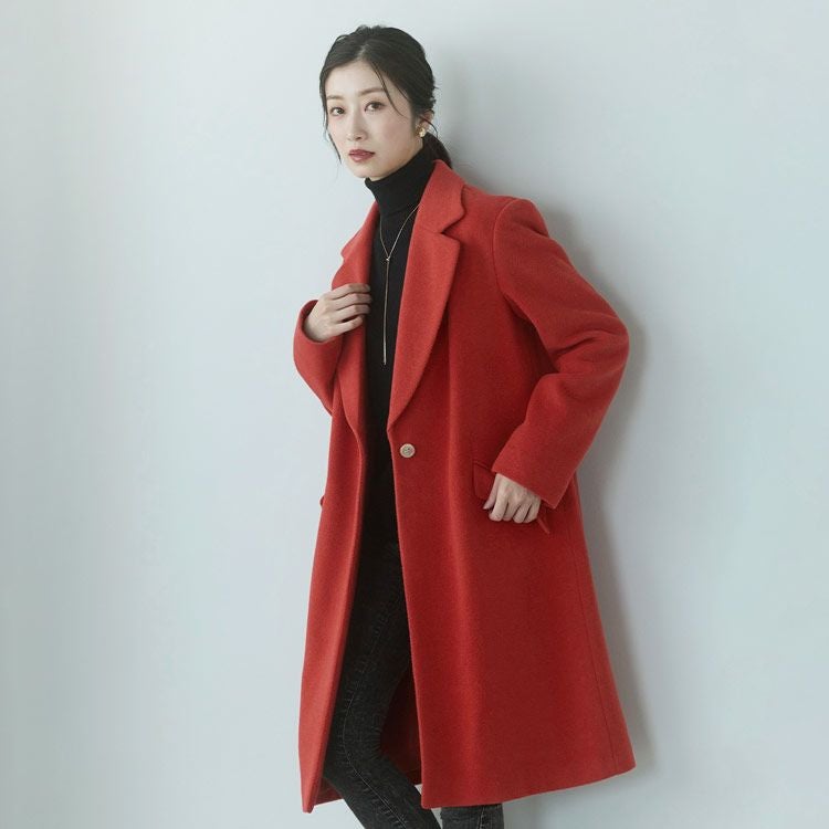 チェスターコート アンゴラ ウール混 レディース ロング コート 秋 冬