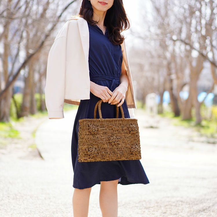 山葡萄 かごバッグ みだれ編み 紫陽花 天然素材 手編み トートバッグ