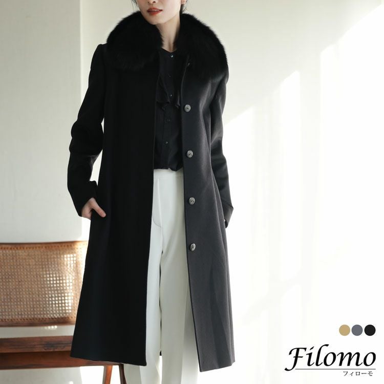 Filomo カシミヤ コート レディース カシミヤ100% ロング フォックス