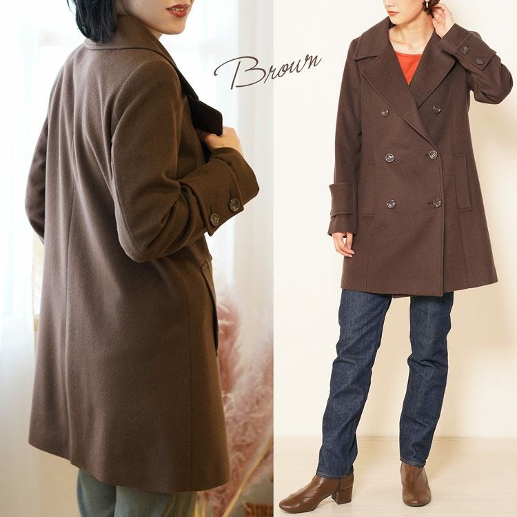 カシミヤ ブレンド ウール ピーコート レディース (08000229r) 6F