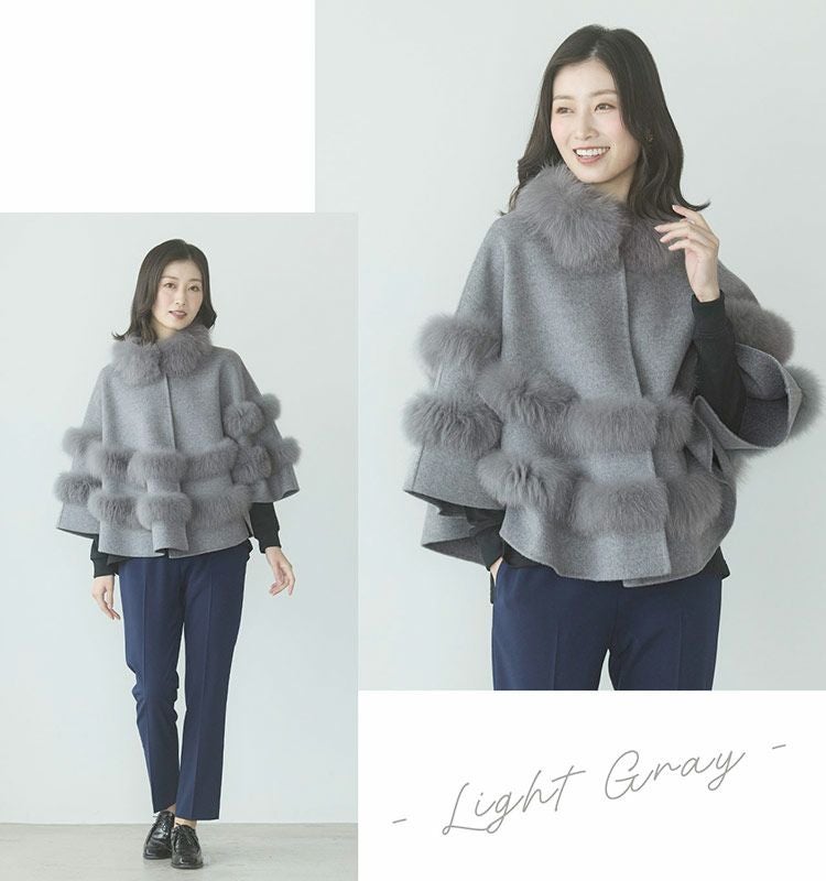 Filomo ケープコート カシミヤブレンドウール 一枚仕立て フォックス