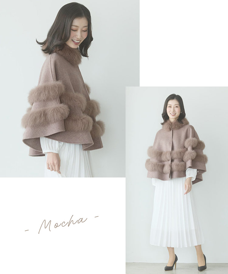 Filomo ケープコート カシミヤブレンドウール 一枚仕立て フォックス