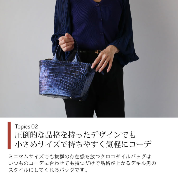 日本製 クロコダイル ミニトートバッグ JRA『クロコダイル保証書付き