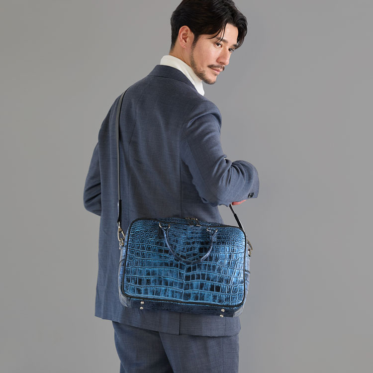 日本製 クロコダイル ブリーフケース 2way 4FA