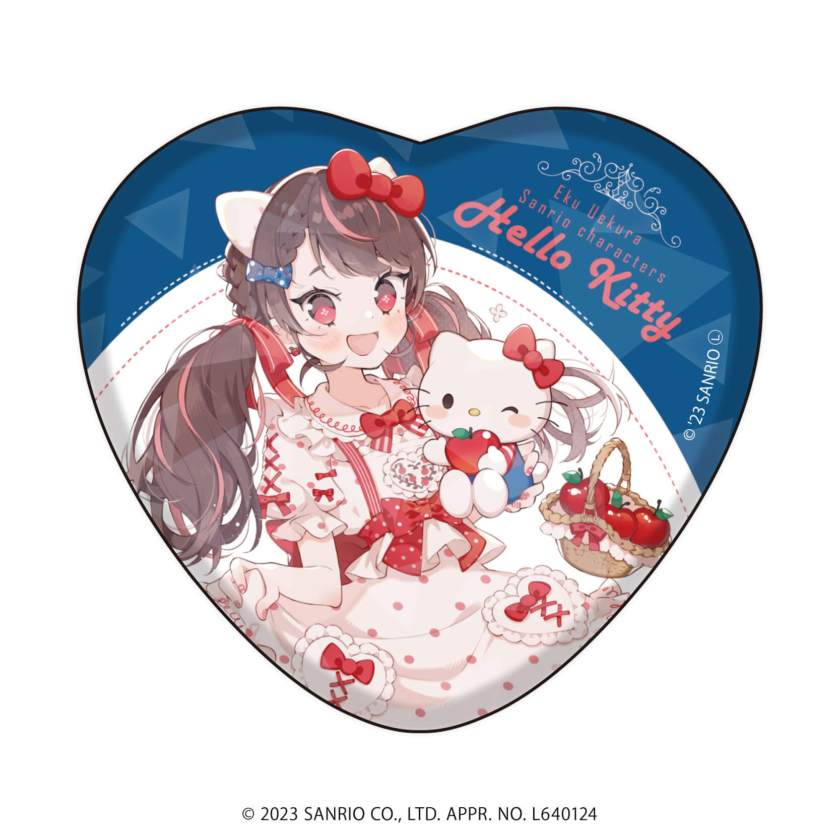 上倉エク×サンリオキャラクターズ｜ホログラムハート型缶バッジ「上倉