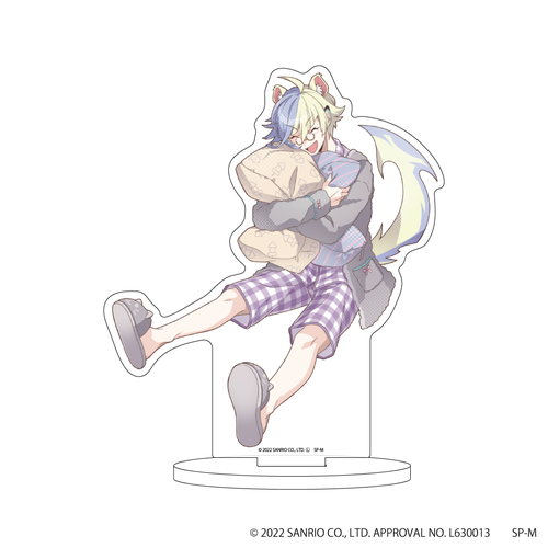 ぽちょぴん＊アッシュベージュタイル背景＋ワンちゃんイラストアクリル