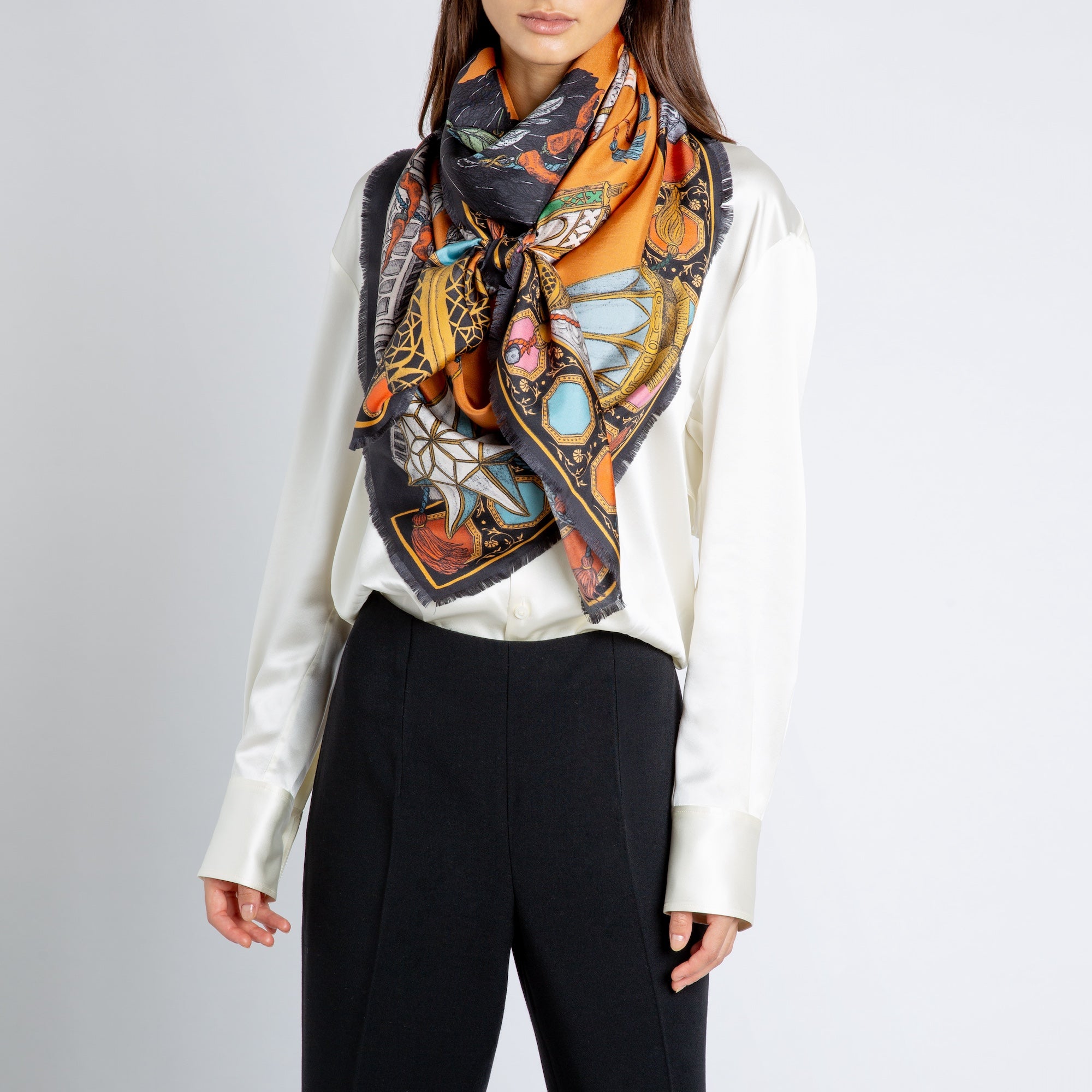 The Opulent Ostrich Silk Twill Shawl 135 – Sabina Savage