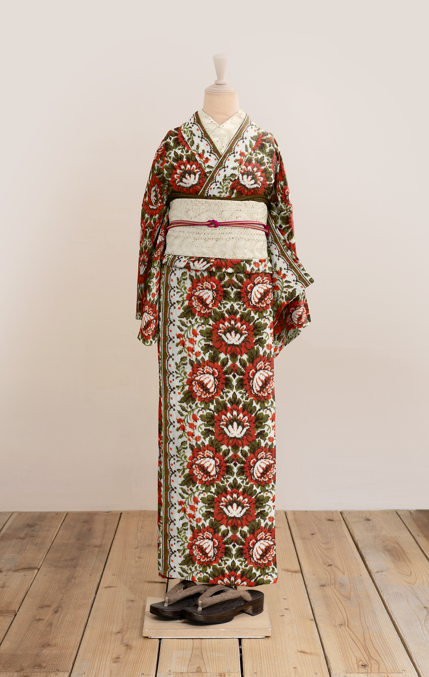 ウール着物（フラワージャカード・オレンジ） | ＃さく研究所