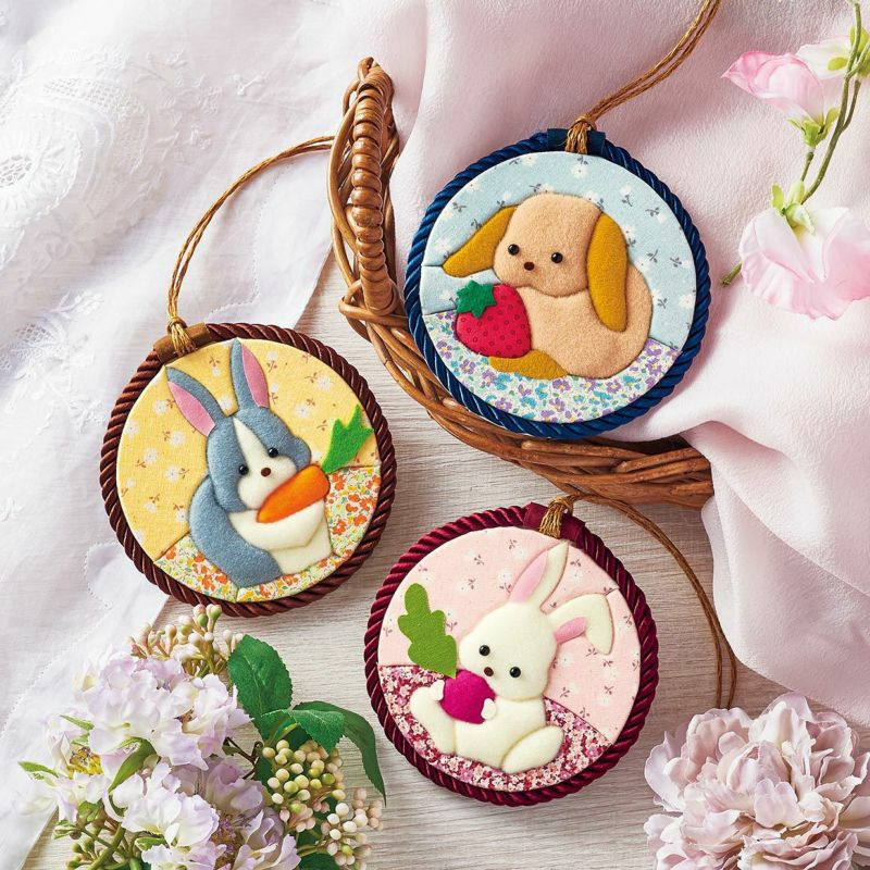 古布 押絵 縮緬細工 ハンドメイド お正月遊び兎 押し絵 : 古布おざき