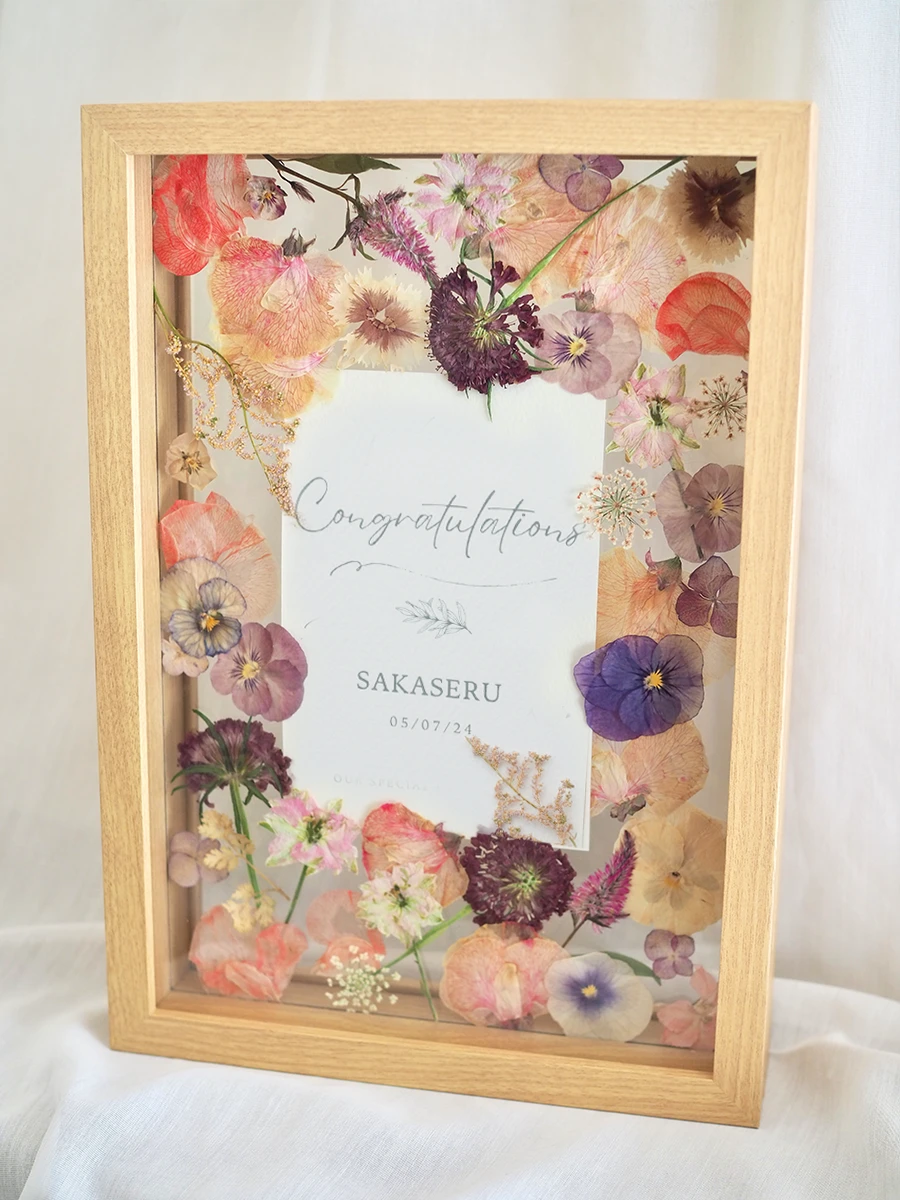 押し花のフレームアレンジ 全面｜おしゃれな祝い花通販Sakaseru