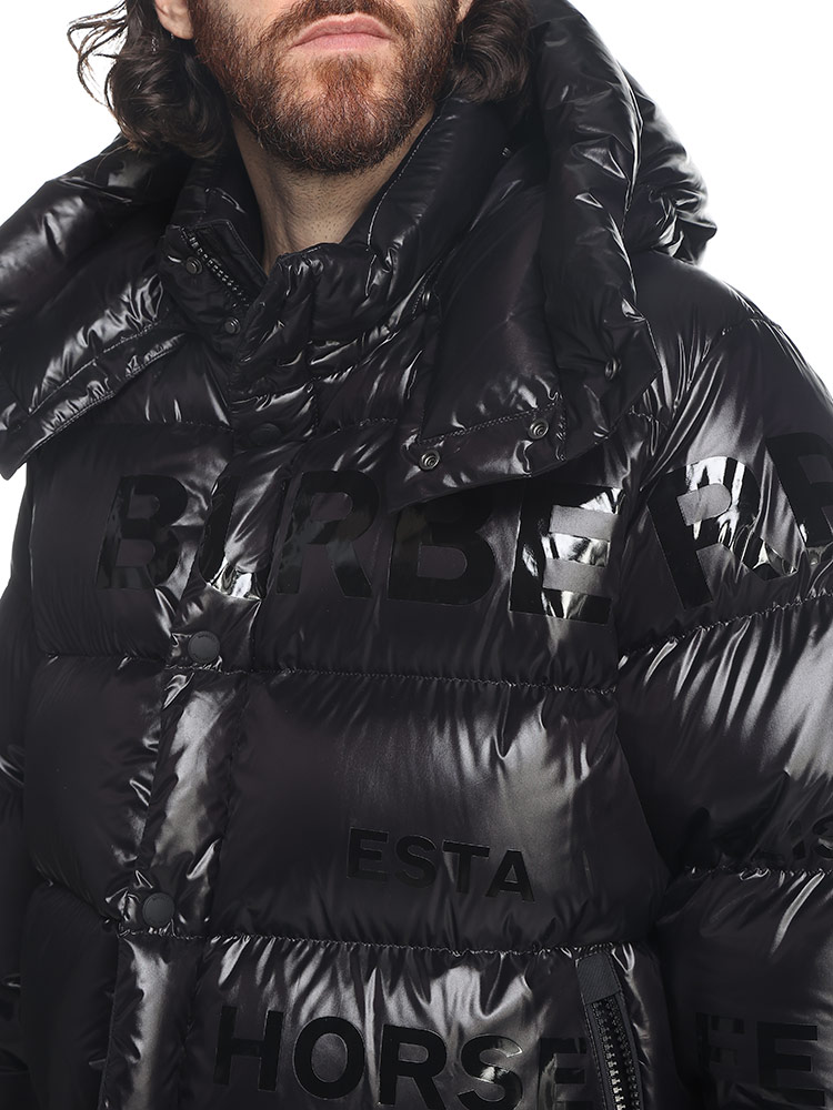 BURBERRY (バーバリー) フード着脱可 ロゴプリント フルジップ ダウン