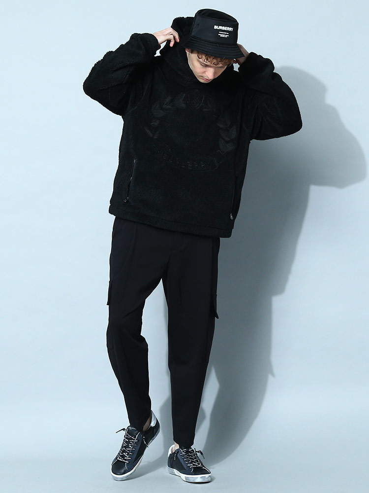 BURBERRY バーバリー メンズ パーカー ボア 黒 もこもこ ブランド エン
