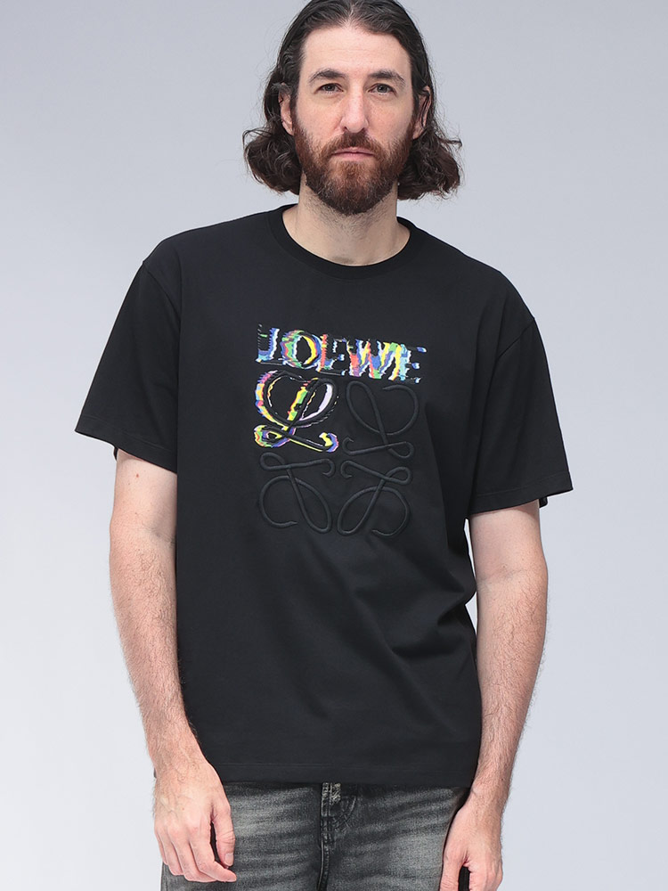 LOEWE (ロエベ) マルチロゴ 刺繍 カラープリント クルーネック 半袖 T