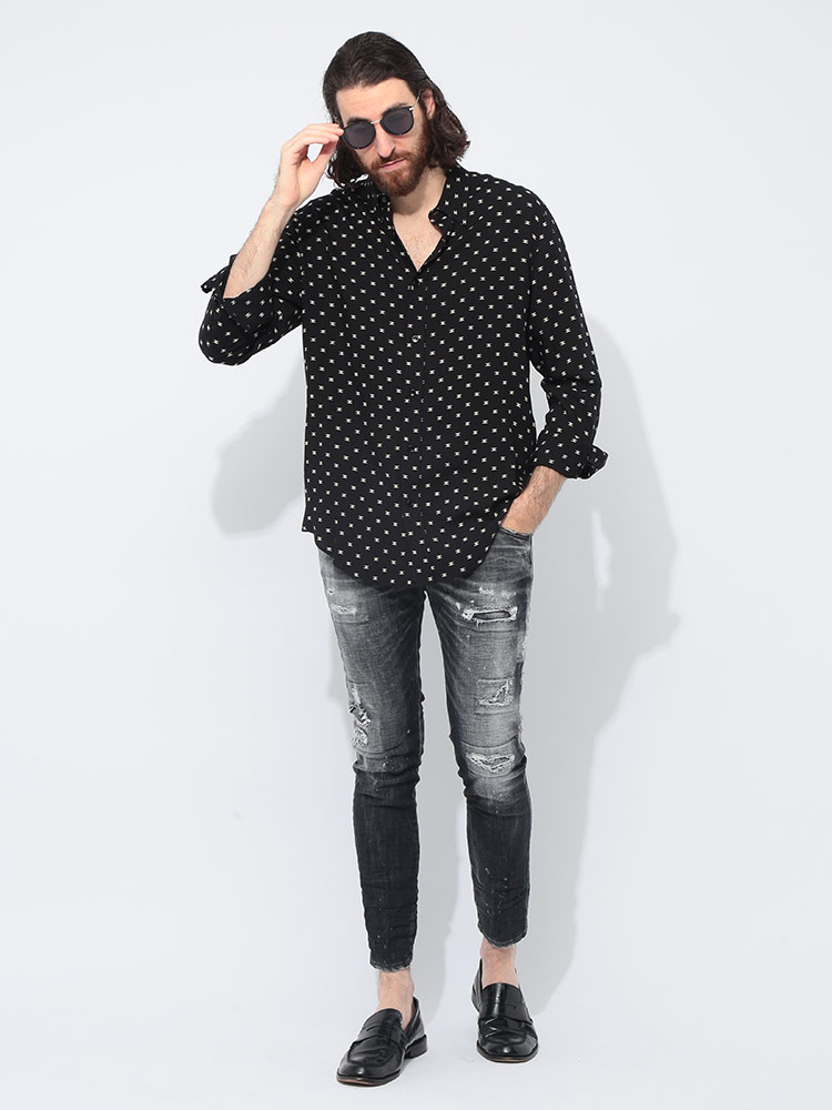 CELINE (セリーヌ) 総柄プリント 長袖 シャツ CEL2C813 メンズ 40 41