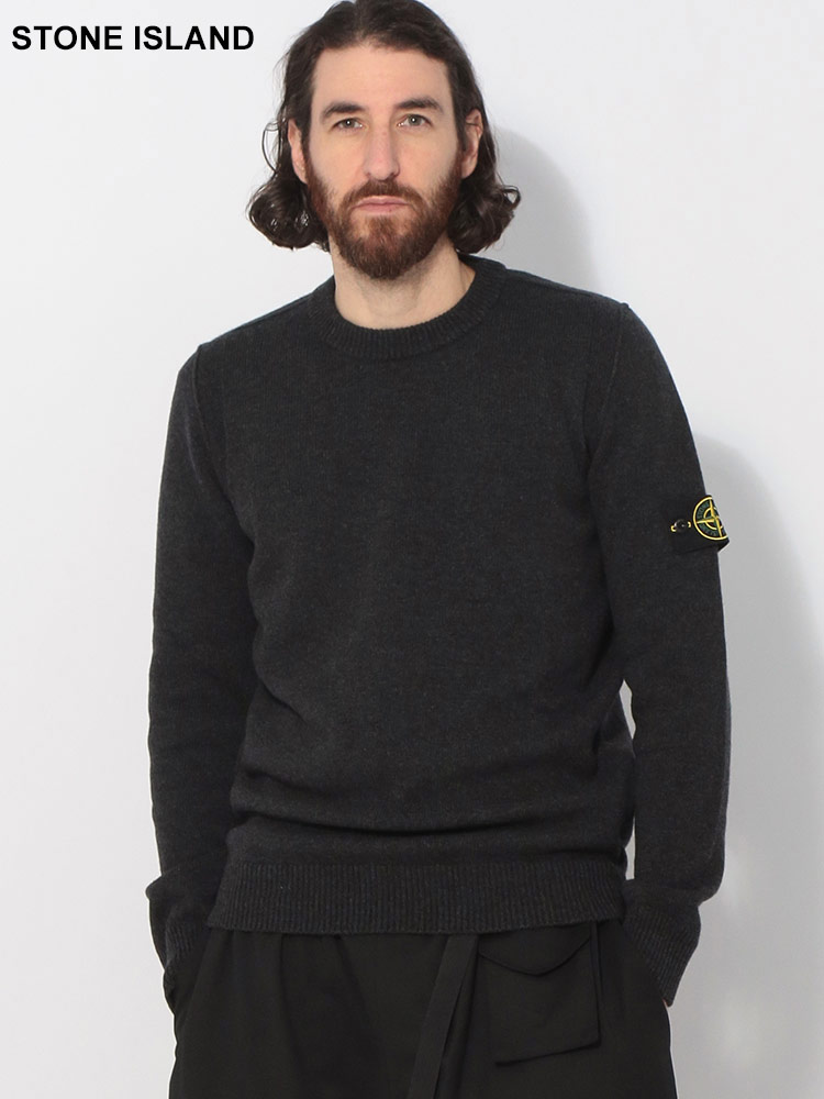 STONE ISLAND (ストーンアイランド) 袖ロゴ クルーネック 長袖 ニット