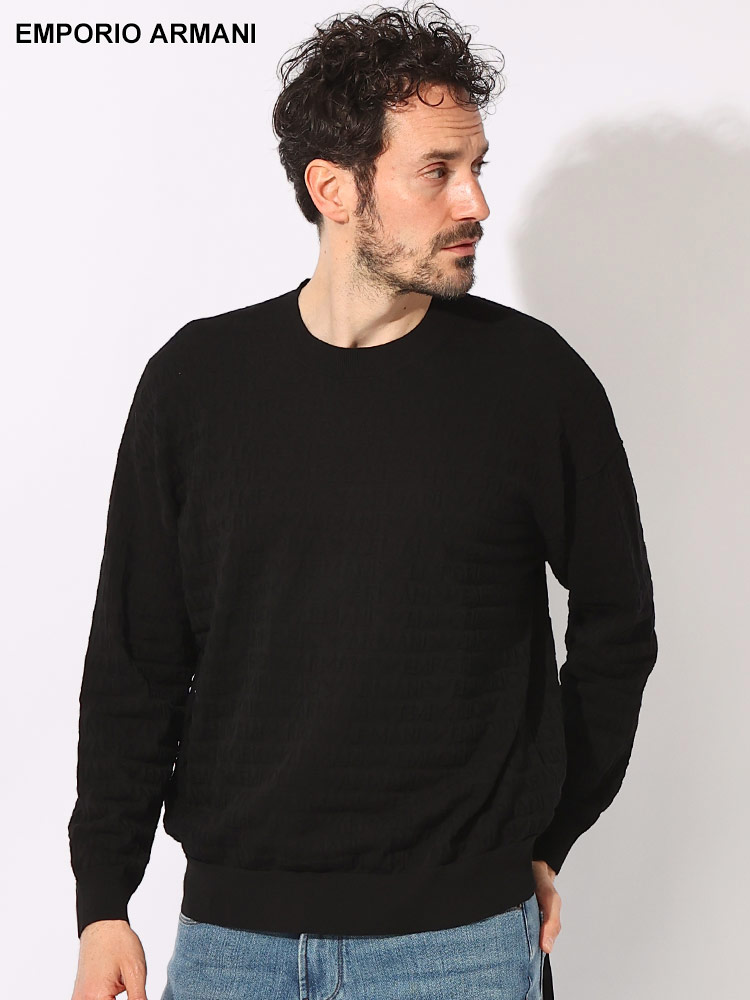 EMPORIO ARMANI (エンポリオアルマーニ) コットン 総柄ロゴ リブ