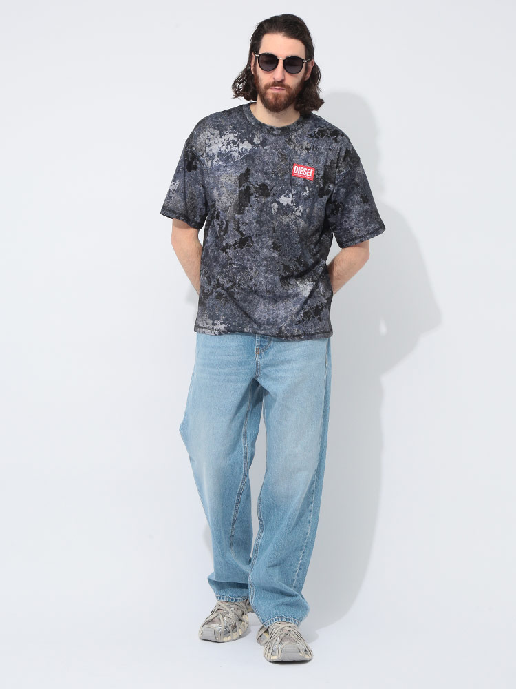 DIESEL (ディーゼル) マーブルウォッシュ クルーネック 半袖 Tシャツ
