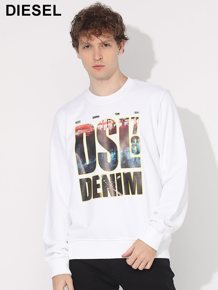 DIESEL (ディーゼル) デザインフォト ロゴプリント クルーネック 長袖