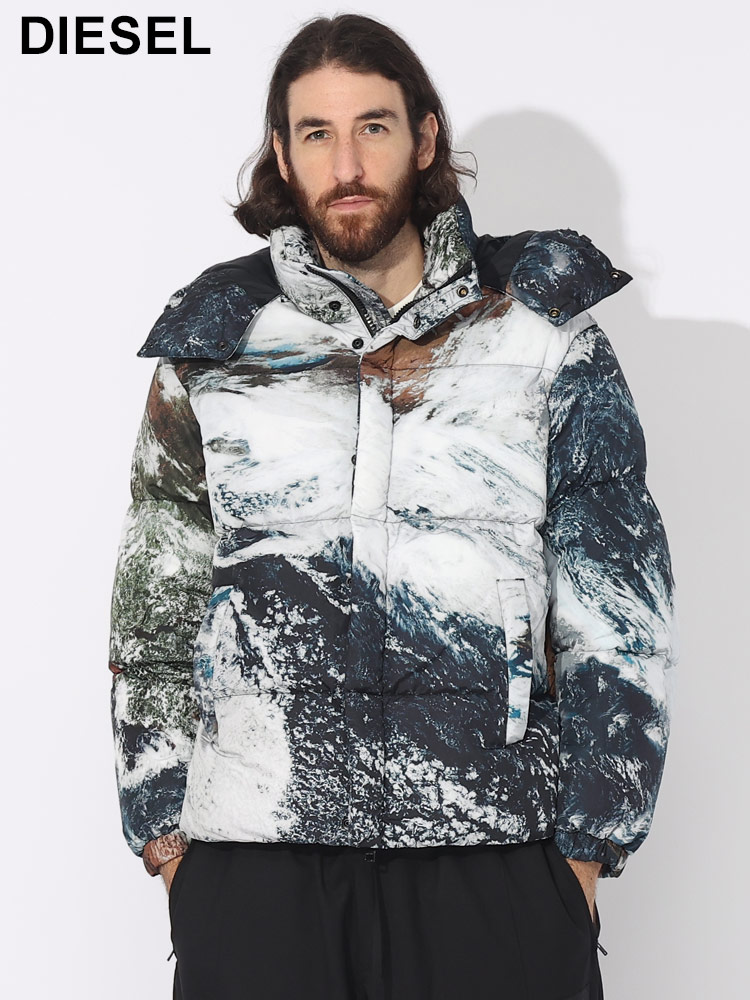 DIESEL (ディーゼル) プラネットカモ フード着脱 フルジップ 中綿
