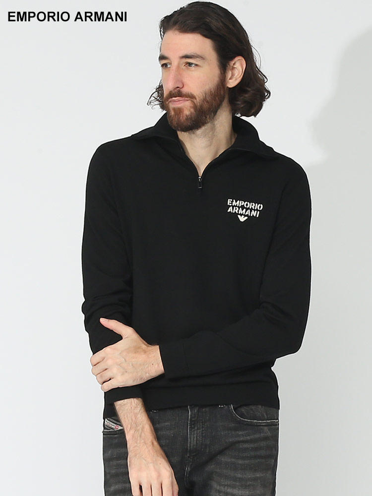 EMPORIO ARMANI (エンポリオアルマーニ) ハーフジップ ロゴ刺繍