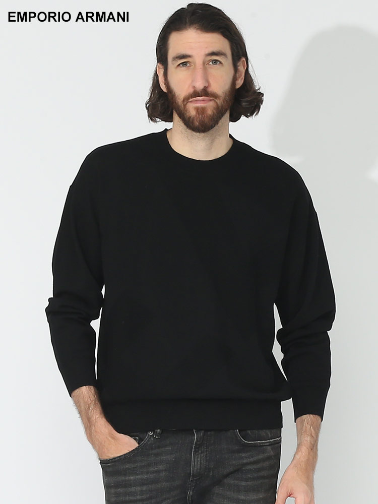 EMPORIO ARMANI (エンポリオアルマーニ) BIGロゴ クルーネック ニット