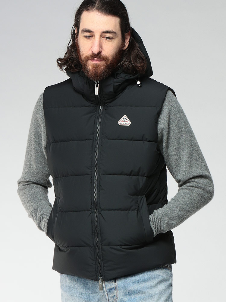 PYRENEX (ピレネックス) フード着脱 ダブルジップ ダウンベスト