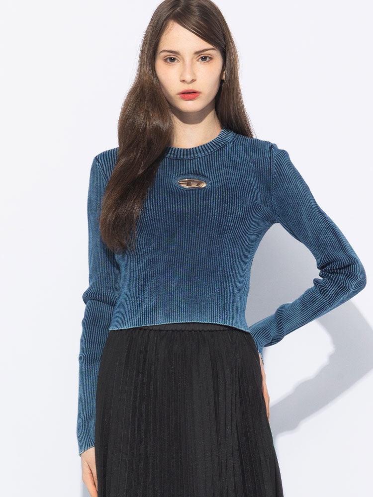 DIESEL (ディーゼル) オーバルDプレートクルーネック 長袖ニット m