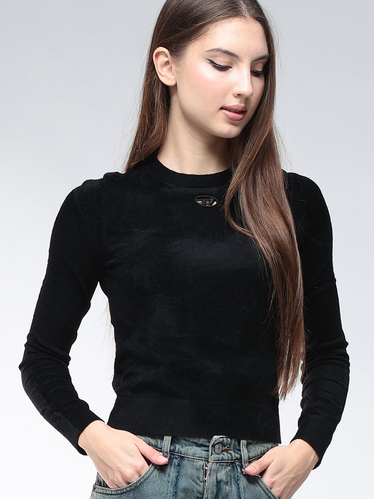 DIESEL (ディーゼル) カットアウトオーバルD 長袖 クロップドニット